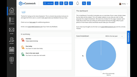 A screenshot of the address book in eCasework