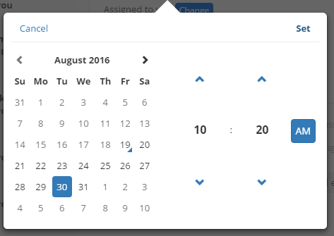 A screenshot of eCasework showing the due date selector